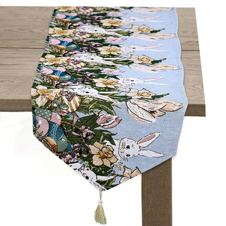 

Famure Easter Table Runner Seasonal Holiday Kitchen Dining Table Runners Farmhouse Indoor Outdoor Picnics Decoration-Handwoven Spring Decor Ethnic Folk Ornament for Party Decor-4 Styles Optional