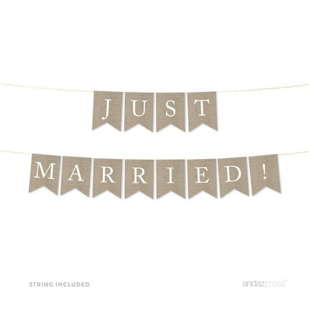 Just Married Burlap Wedding Pennant Party Banner Walmart com