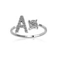 thumbnail image 1 of Anillo abierto ajustable Yashi de metal dorado con letra Az iniciales del Nombre Color plateado, 1 of 2