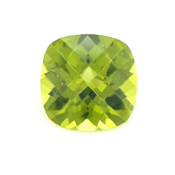 Certified Real 1.75 Carat Peridot Cushion Shape Checkerboard Cut 8x8 mm Loose Gemstone August Birthstone