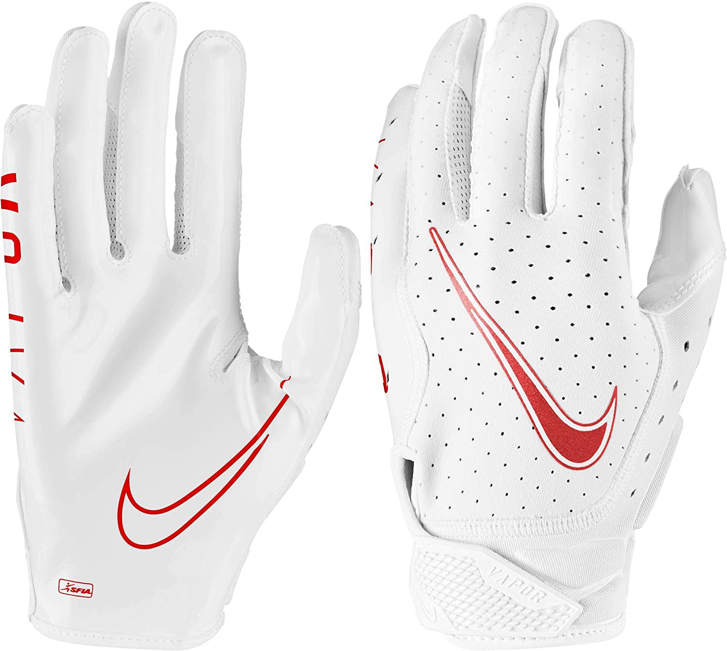 Nike Vapor Jet 6.0 Youth Football Gloves WHITE RED Medium