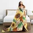 thumbnail image 4 of Autumn Sunflower Leaves Flower Blanket, Soft Blankets Flannel Bed Throw Cozy Lightweight Plush Gifts for Women Men Boys Girls Sofa Couch Bedroom Living Rooms Warm All Season, Home Decor, 80"x60", 4 of 6