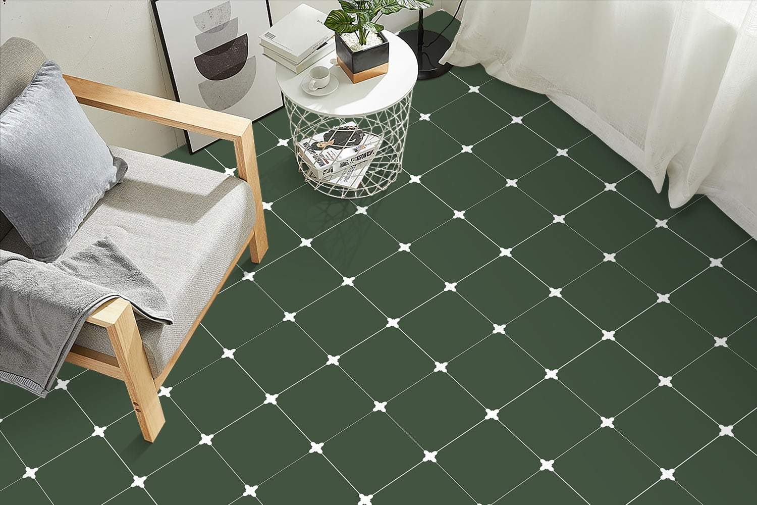 DEWOO 10 Sheet Peel and Stick Floor Tile, Vinyl Flooring, Waterproof DIY Flooring for Bathroom, Kitchen, Fireplace, Stairs, Bedrooms, Wall, Pantry Room 12"x 12"