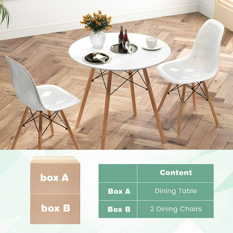 Gymax 3 PCS Dining Table Set for 2 Persons, Modern Round Table & 2 Gymax 3 PCS Dining Table Set for 2 Persons, Modern Round Table & 2