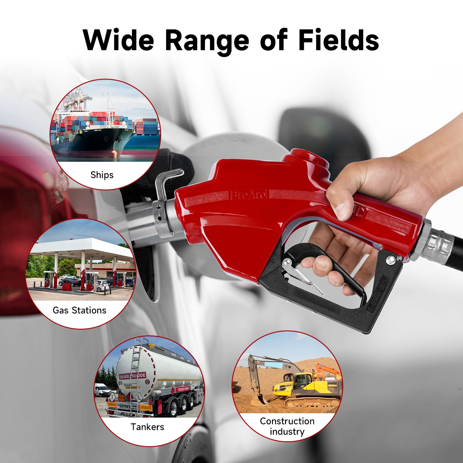 1" Inch NPT Automatic Fuel Nozzle Auto Shut-Off Red Fueling Nozzle with Swivel Joint 19/16 Inches (OD=30mm) Gas Pump Nozzle Three Notch Hold Open Clip Used For Diesel, Petrol , Red