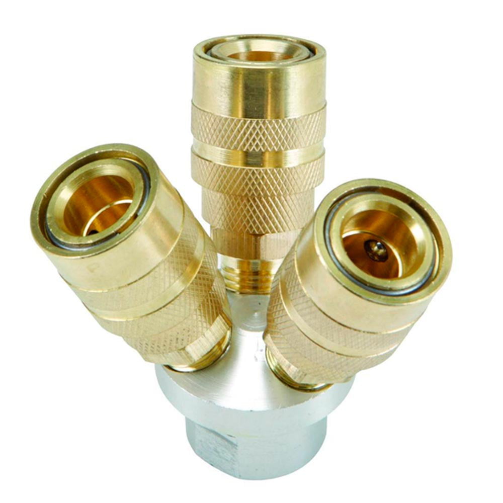 3 Way Air Hose Manifold Quick Coupler Connector Fitting Adapter Manifold 1/4 