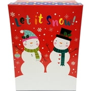 Holiday Time Red and White Glitter Christmas Gift Box, 11.25" x 8" x 4.9", Let it Snow