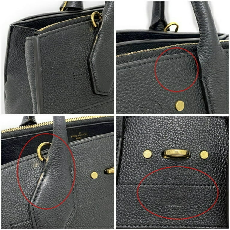 Authenticated Used Louis Vuitton 2way Bag City Steamer MM Black Gold Noir  M51897 Handbag Leather FO4187 LOUIS VUITTON Circle Grain Calf Ladies 