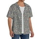 thumbnail image 2 of Fotbe Black And White Houndstooth Camisa Estampada de Manga Corta para Hombre, Casual de Verano, Estilo Playero, Sin Arrugas-Medium, 2 of 5