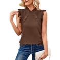 thumbnail image 2 of Womens Sleeveless Sweater Vest Mock Neck Cable Knit Fringe Cap Sleeve Boho Trendy Pullover Tank Tops Coffee M, 2 of 9