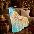 thumbnail image 3 of Colorful Seashells And Sandcastle On Tropical Shore, Soft Flannel Blanket with Detailed Tropical Illustration Print, Housewarming Gift and Home Decor for Bedroom and Living Room, 3 of 7