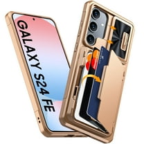 oupeigar for Samsung Galaxy S24 FE Case Wallet RFID, Cards Holder & Camera Cover & Kickstand for Women Men, Full Body Shockproof Silicone Case for S24 FE 6.7" 2024 Only- Gold