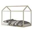thumbnail image 3 of Home Design Perry Twin Solid Wood Canopy Bed Frame with House-Shaped Design and Sturdy Construction, Antique White, Easy Assembly, 3 of 4