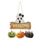 thumbnail image 2 of Letrero de bienvenida para puerta de Halloween con diseño de calabaza fantasmal de Hmsavn, rústico, iluminado y montado en la pared para decoración del hogar en otoño., 2 of 8