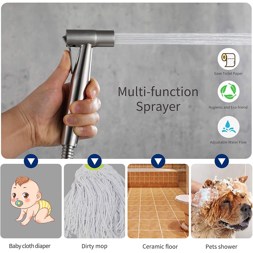 Yuniba Adjustable Silver Manual Stainless Steel Bidet