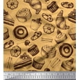 thumbnail image 1 of Soimoi Rayon Crepe Fabric Cupcake,Donut & Cookies Food Fabric Prints by Yard 46 Inch Wide, 1 of 1