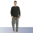 thumbnail image 5 of YUSHOW Mens Fleece Pajamas Set Winter Soft Warm Long Sleeve Plaid Pjs Sleepwear 2-Piece Size L, 5 of 7