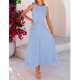 thumbnail image 6 of Merokeety Womens Summer Dresses Crew Neck A Line Midi Dress Blue l, 6 of 8