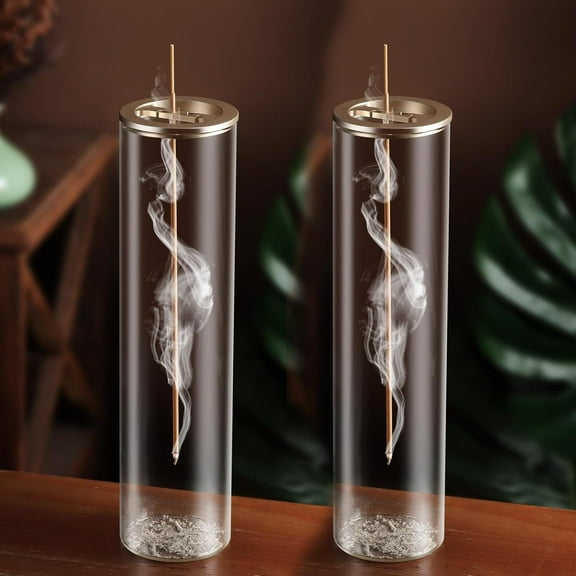 SUMMIT Incense Holder for Sticks [Anti-Ash Flying], Modern Insence-Stick Burner Holder with Removable Glass Ash Catcher, for Home Decor Yoga Meditation (Champagne Gold 2 Pack)
