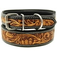 thumbnail image 2 of Medium 17''- 21''  Heavy Duty Padded Leather Flower Tooled Cactus Dog Collar 60FK03, 2 of 4