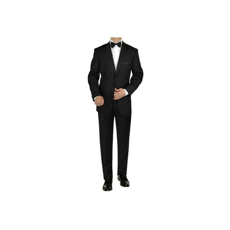 GN GIORGIO NAPOLI Men's Tuxedo Suit 2 Button Notch Lapel Jacket Adjustable Pant black