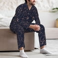 thumbnail image 5 of Wukai Copper-Gold Gloss Outline Flower Men's Long-Sleeve Pajama Set - Comfortable Sleepwear with Button-Down Shirt and Pants-Large, 5 of 6