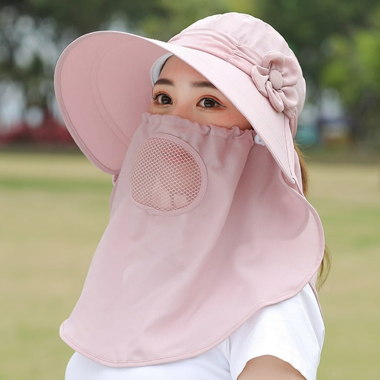 Sun Hat Women Outdoor Sport Fishing Hiking Hat Uv Protection Face Neck Flap  Sun Cap Hat Hats For Women Polyester Beige