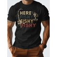 thumbnail image 2 of Men's Retro Fishing Graphic T-Shirt - "Here Fishy Fishy" Print, 100% Cotton, Crew Neck, Lightweight & Breathable, Regular Fit, Ideal for Summer Outdoor Activities & Casual Wear, 2 of 10