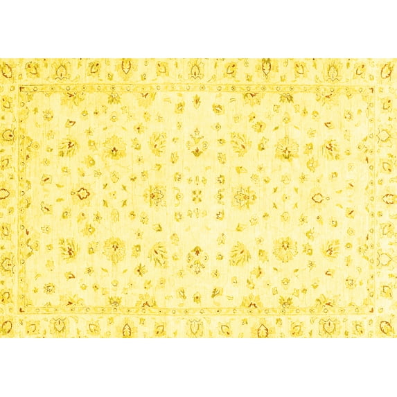 Ahgly Company Machine Washable Indoor Rectangle Oriental Yellow Traditional Area Rugs, 2' x 3'