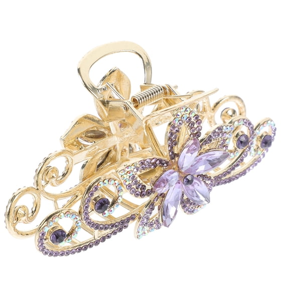 GAXIRE Large Alloy Hair Jaw Clip with Rhinestone Flower, Stylish Hair Accessory for Women and Girls