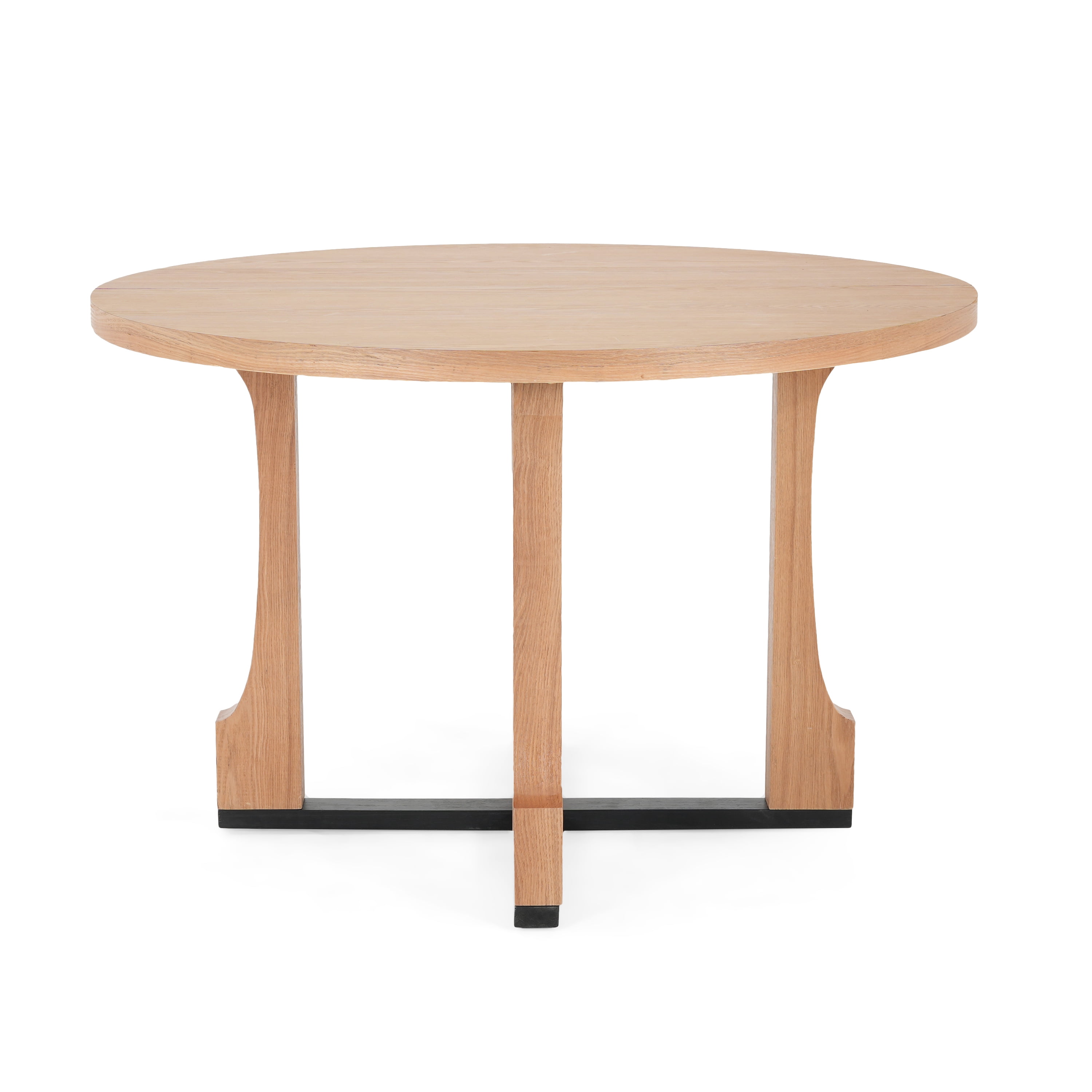 Euroco 48" Round Dining Table for 4, Farmhouse Kitchen Table with Wooden Frame for Kitchen Living Room,Natural+Black