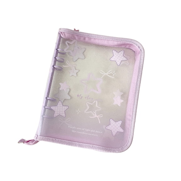 PVC Clear Photocard Holder Album Waterproof Binder 6 Rings Cover Notebook Shell with Zippered Secure Storage Solution