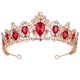thumbnail image 1 of Corona de novia barroca, tocado de boda retro, accesorio para el cabello de fiesta para mujer (rojo y dorado), 1 of 7