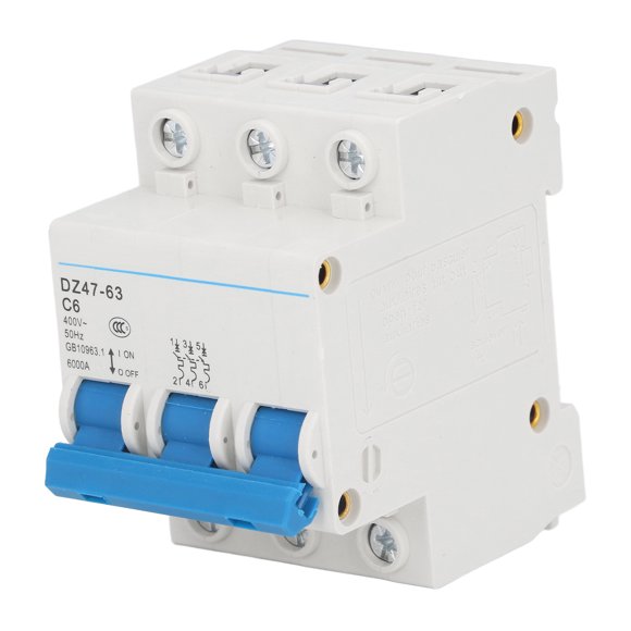 Protector 3P Disyuntor Pa66 Montaje En Carril DIN Disyuntor En Miniatura Capacidad De Ruptura 6000A 400V 6A