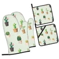 thumbnail image 2 of YFYANG Oven Mitts and Pot Holders Sets 4 Pieces, Non-Slip Heat Resistant Cactus Plants Pots Flowers Pattern Kitchen Glove Pot Mat for Cooking and Baking, 2 of 8