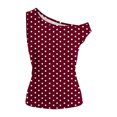 thumbnail image 5 of off Shoulder Tops for Women Cute Sleeveless Polka Dot Shirts Ruched Going Out Tank Top Clothes Wine, 5 of 6