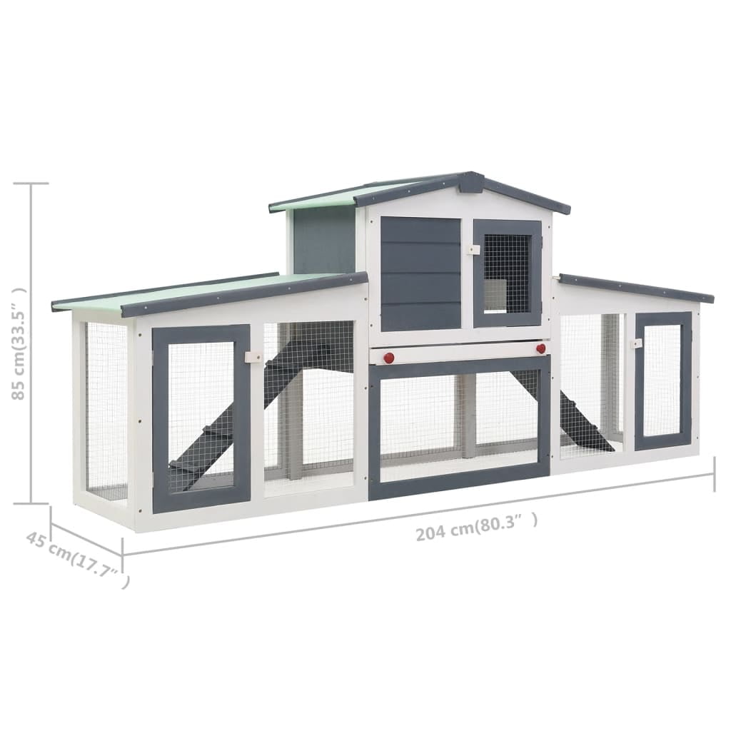 vidaXL Outdoor Large Rabbit Hutch Brown and White 80.3"x17.7"x33.5" Wood