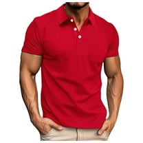 XIYON Mens Golf Shirt Men's Short Sleeve Lapel Shirt Summer Casual Solid Holiday Shirts Tops Classic Comfortable Golf Shirts For Men
