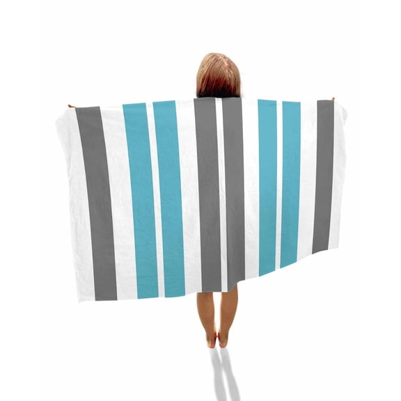 Grey Aqua Stripes,Beach Towels Oversized Super Absorbent,Abstract Contemporary Minimalist Geometric Lightweight Bath Towel Quick Dry Sets For Bathroom/Pool/Rv Camping/Beach Play/Gym Room 35"x70"