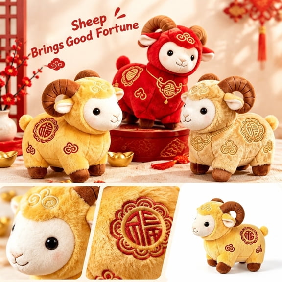 Clearance! Year of the Plush Toy - Three Sheep Bring Fortune, Soft Stuffed Animal Doll for Chinese New Year, Cute Stuffed Animal, Baby Toys