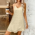 thumbnail image 4 of cocolona Womens Summer Halter Dress Sleeveless Ruffle Flowy Mini Dress Casual Solid Color Vacation Beach Sundress, 4 of 7