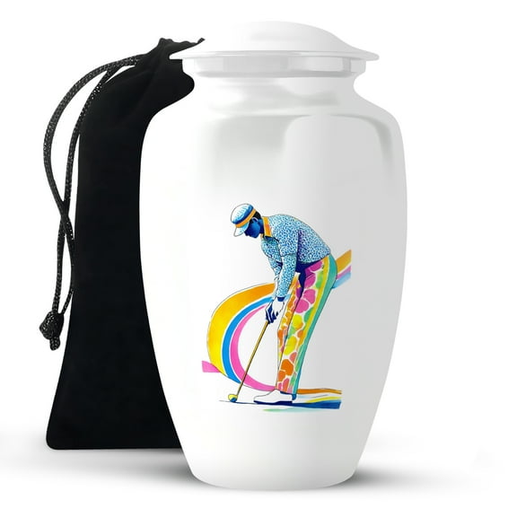 KARYLIZ Golf Ball Urns For Human Ashes - Large Funeral Urns for Human Ashes Adult Male and Female Burial - White Decorative Funeral Urn For Women - Memorial Urn For Of Dad & Mom