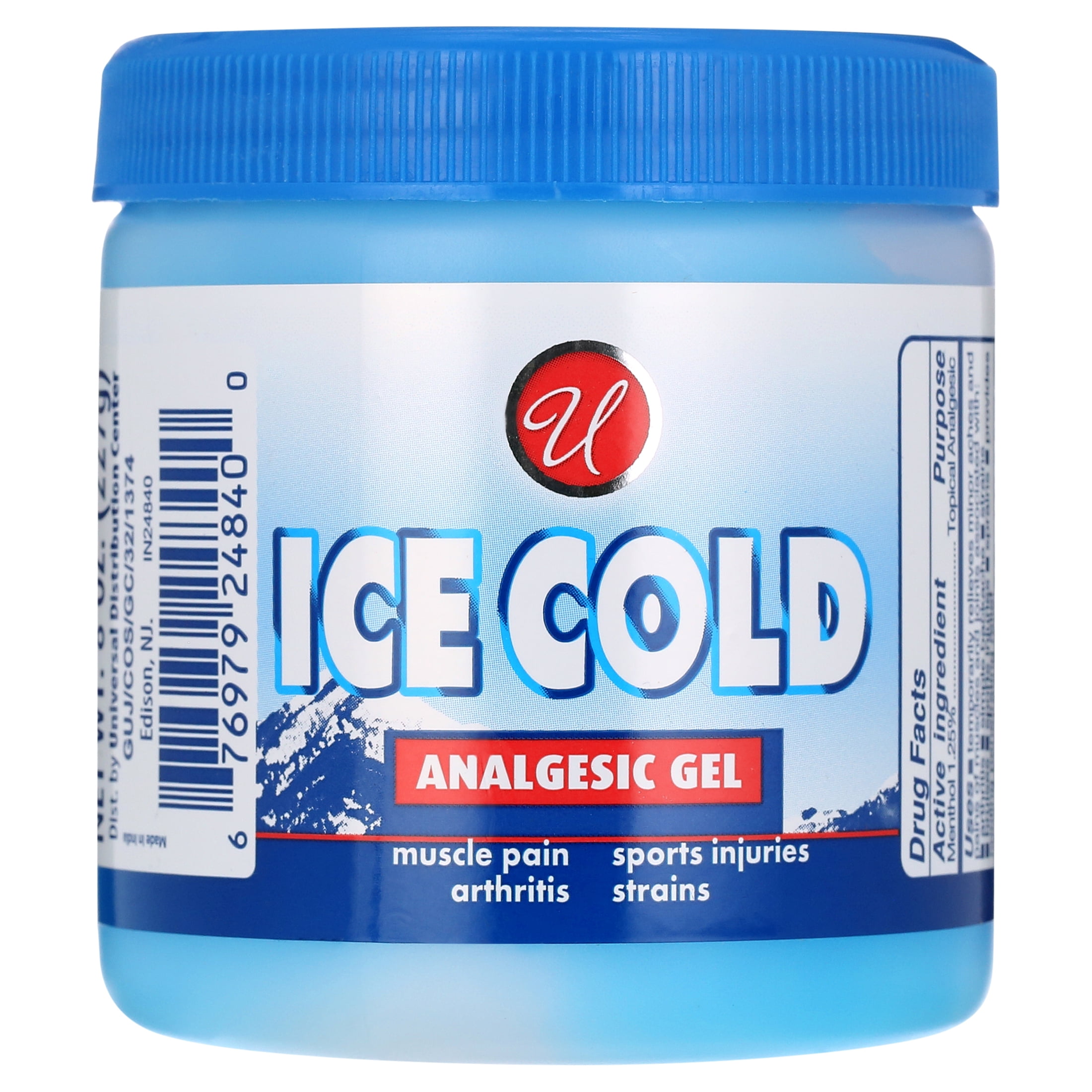 1 Ice Analgesic Gel Menthol Muscle Rub Pain Relief Cream 8 Oz Jar Sore Strained