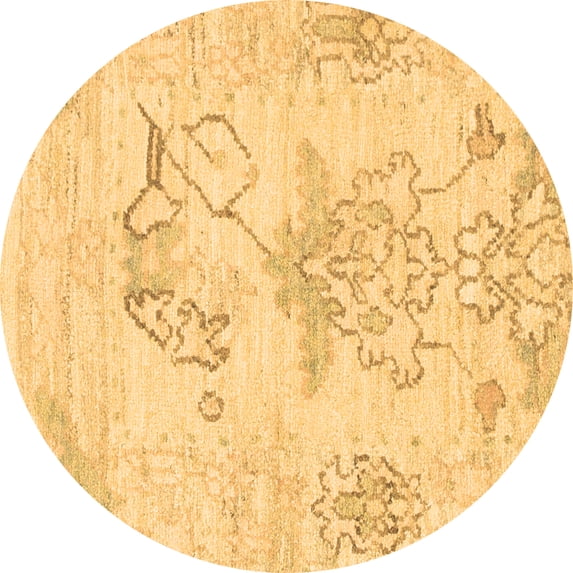 Ahgly Company Indoor Round Abstract Brown Modern Area Rugs, 5' Round