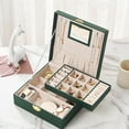 thumbnail image 3 of PU Leather Jewelry Box Organizer for Necklace Display Holder Jewelry Casket Dark Green, 3 of 7