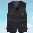 thumbnail image 2 of Men's Casual Outdoor Work Fishing Travel Photo Cargo Vest Jacket Multi Pockets Shirt Pack Men (Black,XXL), 2 of 3