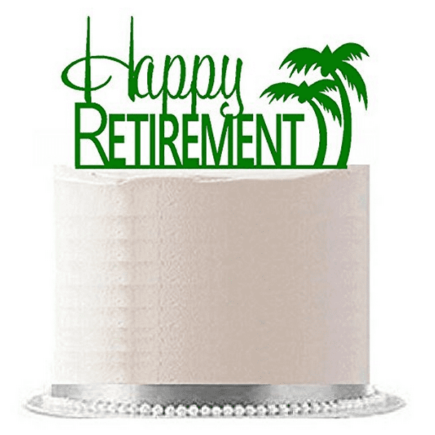 Happy Retirement Palm Tree Elegant Cake Decoration Cake Topper - Walmart.com - Walmart.com