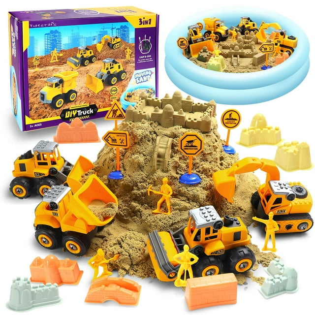 Kit de arena para construcción YIDESTARS Play con arena de 1,0 kg para 4 camiones