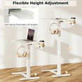 thumbnail image 6 of Patiojoy Mobile Standing Desk Pneumatic Height Adjustable Rolling Desk with Cup Holder & Headphone Hook Overbed Table with Hidden Wheels White, 6 of 10