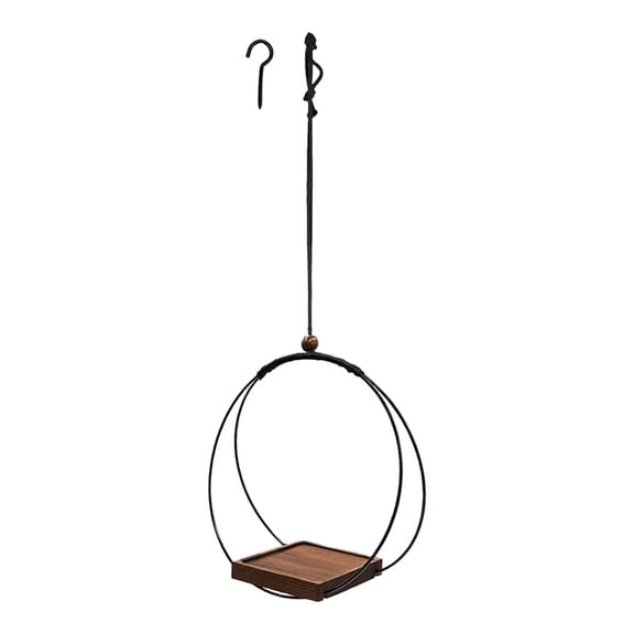 Hanging Planter Basket Ceiling Hanging Basket Decorative Flower Holder Iron Wood Material for Indoor Outdoor Garden